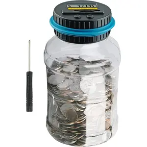 Large Piggy Banks for Adults, Digital Counting Money Jar, 1.8L Capacity Coin Counter Machine with LCD Counter, Change Jars for Saving for Boys, Designed for All US Coins