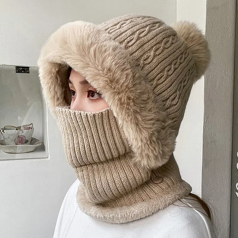 Fleece-Lined Balaclava Hat-Scarf Combo - Windproof Thermal Headwear for Men & Women, Full Protection for Winter Skiing & Snowboarding, Fleece-Lined Hats, Windproof Hats
