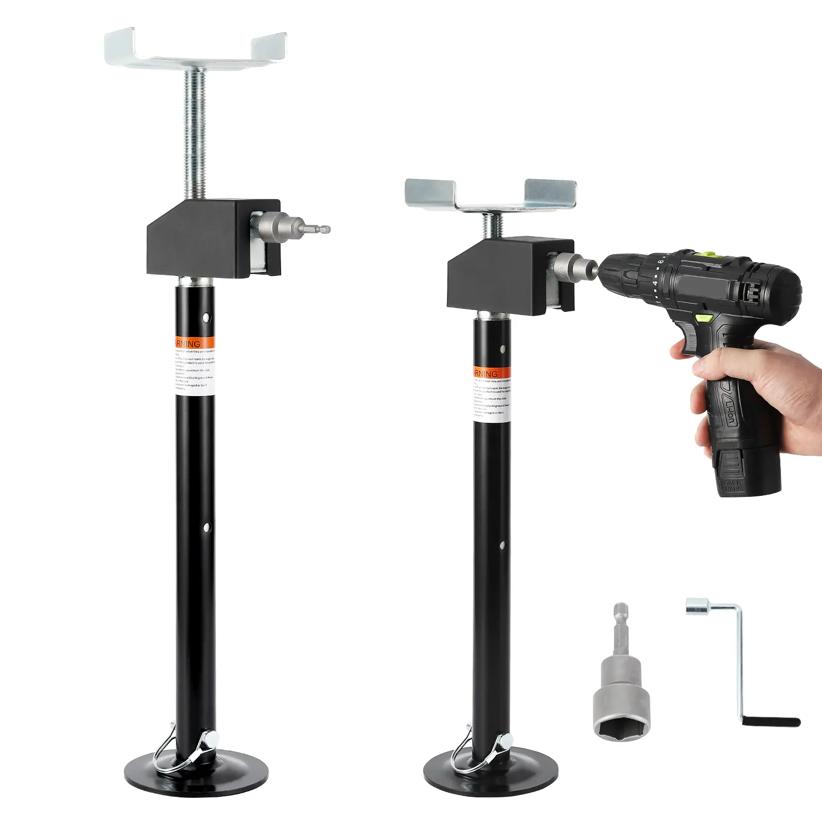 2-Pack Heavy-Duty RV Slide Out Support Jacks, 21"-34.25" Adjustable Height, Up to 5000 Lbs Load Bearing, Durable Steel Camper Stabilizer with Quick-Lift Design, Black Support Stands for RVs, Campers & Travel Trailers
