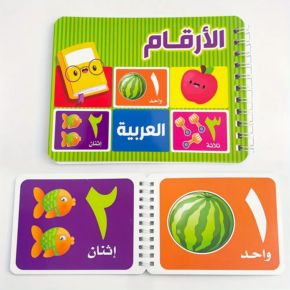 Arabic Alphabet & Math Vocabulary Flashcards Set, Word Cards, Study Cards, Dual-Sided Learning Tools for Kids Aged 3+, Includes Numbers 1-20, Ideal for Preschool Education, Visual Stimulation Cards