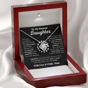 To My Daughter - Squeezed with Love | Love Knot Necklace | Gift from Mom for Bday, Graduation, Confirmation, or Any Special Occasion | A Sentimental Present to Celebrate Her Achievements and Show My Endless Love and Support