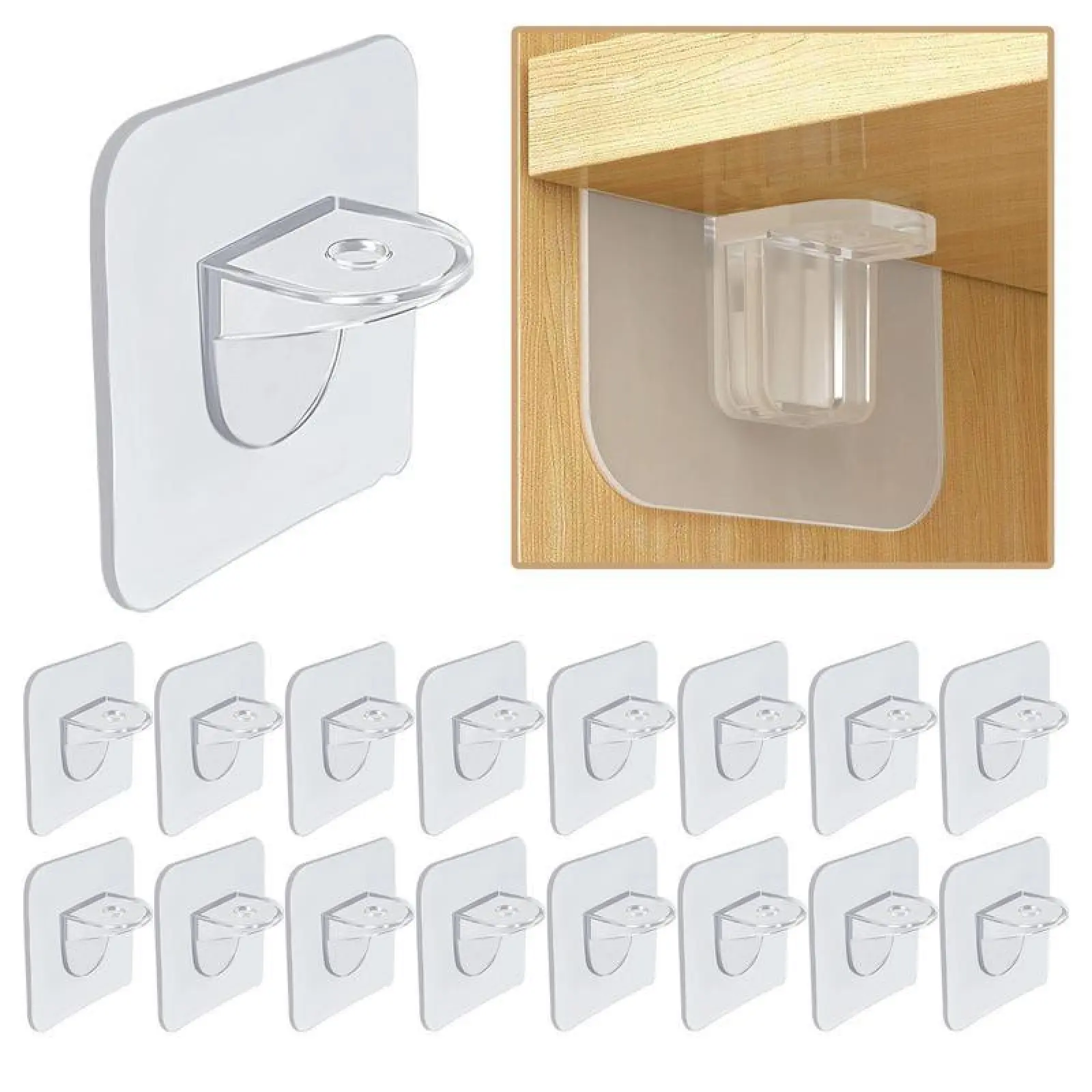 Self-Adhesive Shelf Pegs – No Nail Wall Hanger, Strong Brackets for Kitchen, Cabinet, Bookcase, Shelves.
