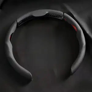 Car Nappa leather steering wheel cover, suitable for both men and women, all seasons, anti-slip, sweat-absorbing, wear-resistant design, three-section buckle type sports steering wheel cover, easy to install all-season use