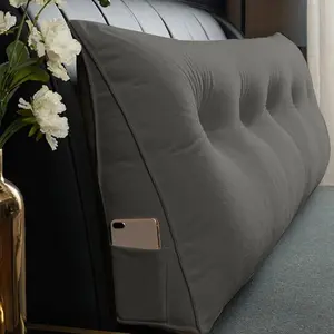 Triangle Reading Cushion with a button-Gray 100*50*20cm