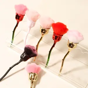 3 Piece Rose Powder Brush Set, Flower Head & Realistic Stem Handle, Multi-Color Options, Soft Bristles, Daily Makeup, Portable & Easy Storage, Beauty Travel Brush, Soft Makeup Brushes, Cosmetic Brush Set