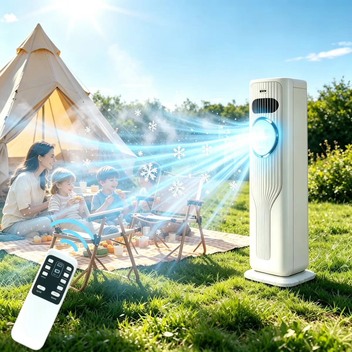 2026 New Arrival Portable Ice Crystal Air Cooler, 2‑in‑1 Space Heater & Cooler, Ultra Quiet Fast Cooling, 3‑Speed 3‑Modes with 2 Ice Packs, 24H Timer & Remote Control, Fast Warmth Instant Cooling, For Bedroom Office, Must Have For Summer Home Essentials