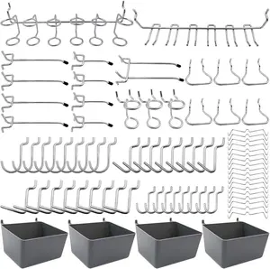 [New Deal]Pegboard Hooks Assortment with Pegboard Bins, Peg Locks, for Organizing Various Tools, 80 Piece