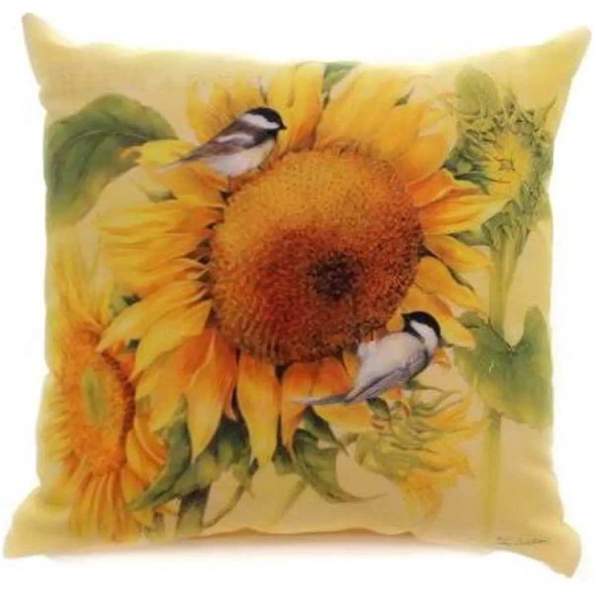 Manual Woodworkers & Weavers 18 in. Square Polyester-Fill Cotton Pillow - Dye Sublimation Chickadee Print, Dry-Clean Only, Bedroom Accent, Custom Gift for All Ages, Square Shape, Customized Gifts, Accent Pillows