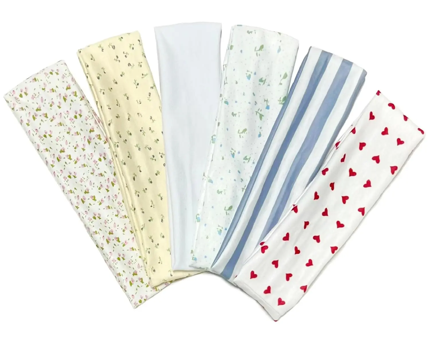 Fashion Women's Headbands for Short Hair Non Slip Elastic Floral Hairbands Soft Fabric 2 Inches Thick Stripe Head Bands for Girls Valentine's Day Heart Headbands Comfortable Stylish Versatile Color Combinations