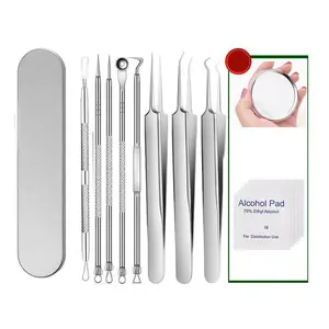 Whitehead Popping 8 PCS Blackhead Remover Tools, Pimple Popper Tool Kit Comedones Extractor Acne Removal Kit for Blemish  Professional Acne, Zit, Blemish & Whitehead Removal for Face & Nose, with Stainless Steel Tweezers -People wearing makeup