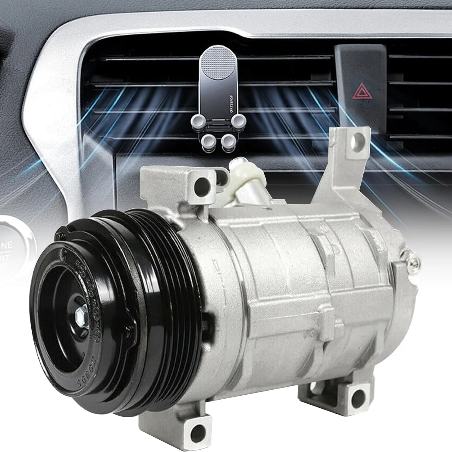 Automotive 12V Copper & Aluminum Sandblasting A/C Compressor with Clutch For GMC Yukon (2001-2002, 2003-2009) - 6.0L, 5.3L, 4.8L