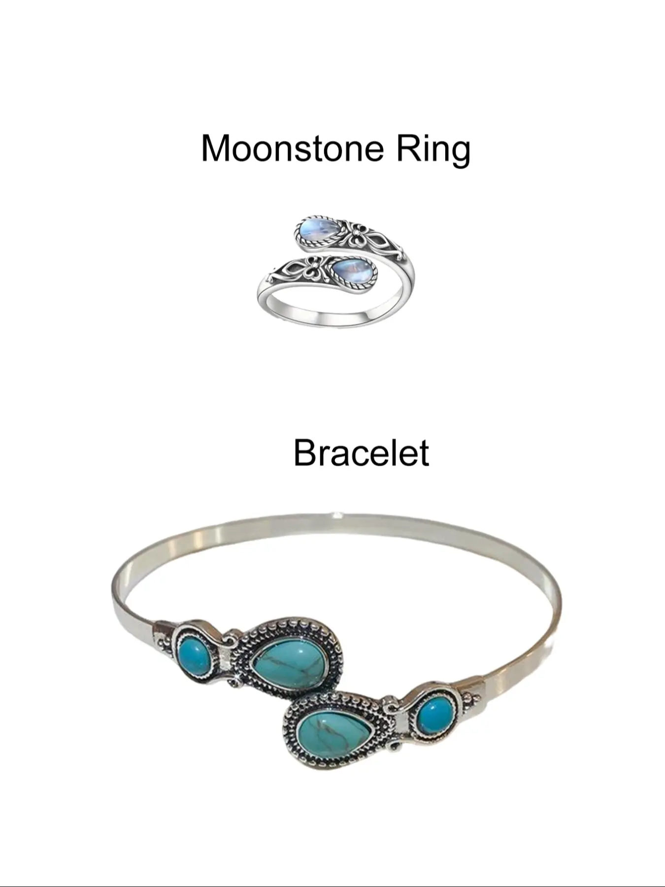Moonstone Ring Adjustable Open Finger Ring Vintage Embossed Bow Fashion Women's Accessory Simple Exaggerated Bracelet Ideal Gift Adjustable Rings