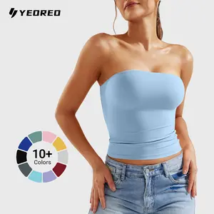 YEOREO Double Lined Long Tube Top Sexy Y2K Sophie Strapless Fitted Bandeau Women Summer Going Out Cute Basic Crop Top