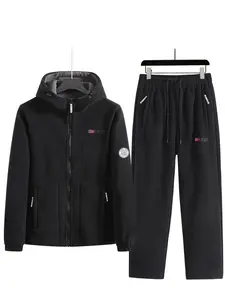 Men's New Winter Fleece Hooded Set, Windproof Insulated Warm Clothing, Norwegian Style, Comfortable and Stylish