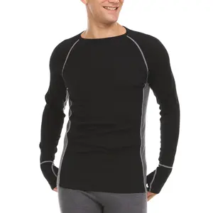 Minus33 - Midweight Merino Wool Men's Long Sleeve Crew Top with Yoked Shoulders & Thumbholes for Spring Fall Winter Woolverino