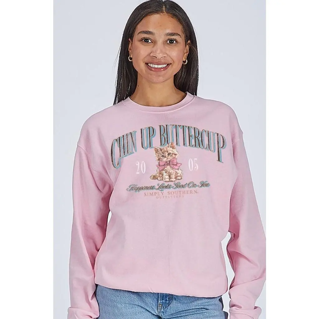 Chin Up Buttercup Crewneck Pullover by Simply Southern