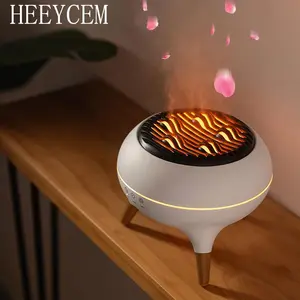 HEEYCEM Flame Humidifier, Aromatherapy Humidifier with Colorful Simulated Flame, Humidifier with Remote Control for Bedroom, Room, Office