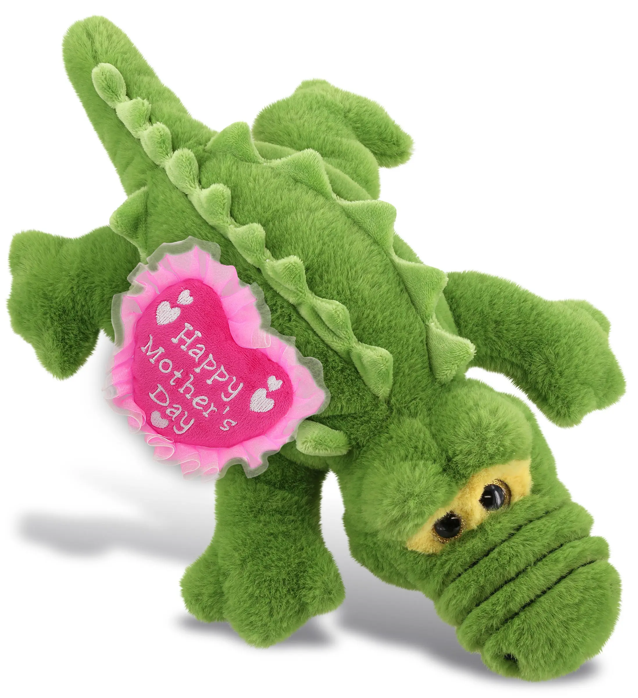 PLUSH MOTHERS DAY HEART - SUPER-SOFT PLUSH - GREEN ALLIGATOR SMALL 14"