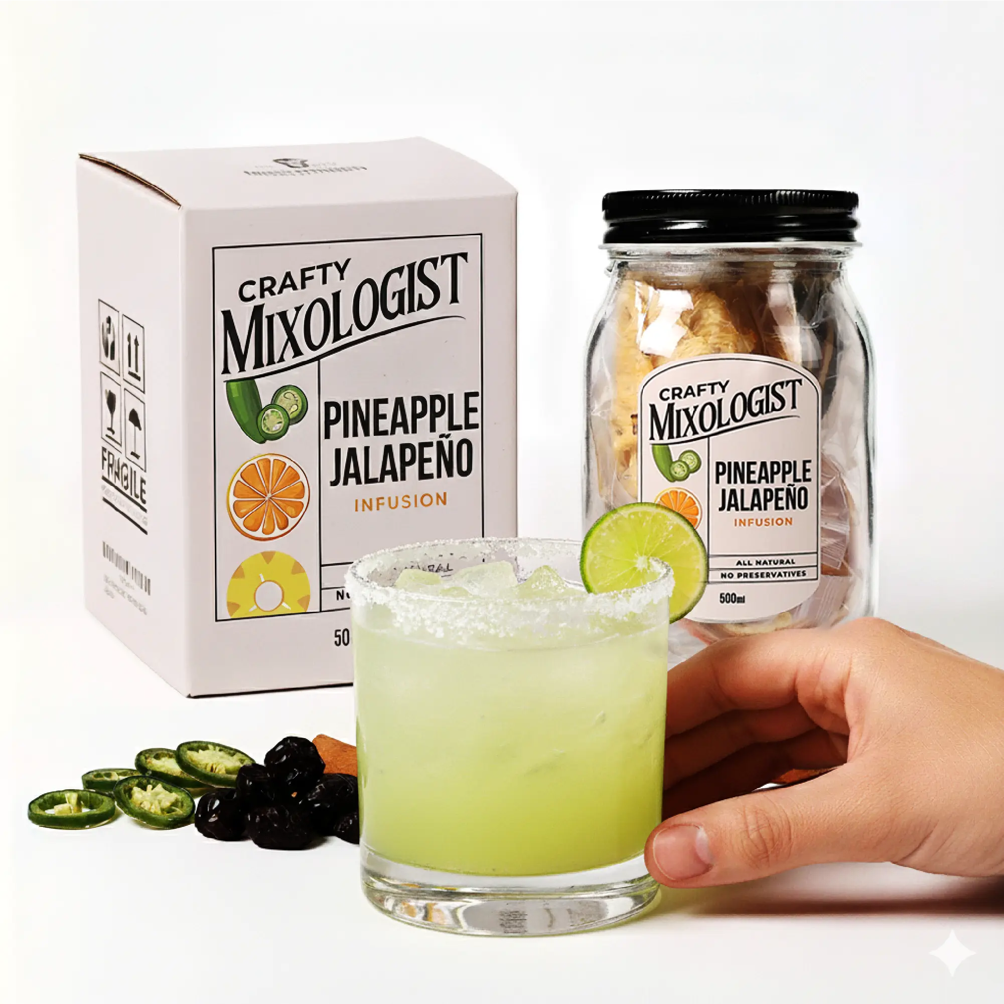Infusion In A Jar Pineapple Jalapeno - Cocktail Infusion Kit Gift Set