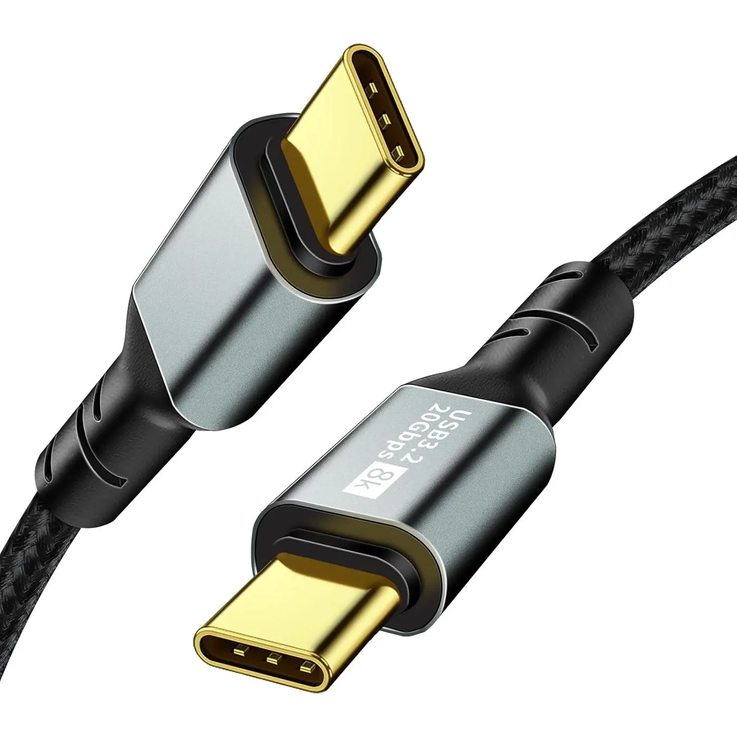 USB C Monitor Display Cable [4K@144Hz/60Hz 8K@30Hz], USB C 3.2 Gen 2x2 Video Cable, 20Gbps Data Transfer, 100W PD Fast Charge，for iPhone 15, MacBooks, Galaxy S23, Nylon Braided, Black(3.3FT)