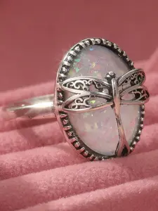 Vintage Boho Style Dragonfly Design Oval Shaped, Boho Style Rings, Fashion Accessories for Women & Girls, Trendy All-match & Exquisite Jewelry for Birthday Gift