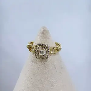 Elegant Engagement Ring 14k Laminated Gold High Quality 3 Layers Protection Hypoallergenic Daily Use Jewelry