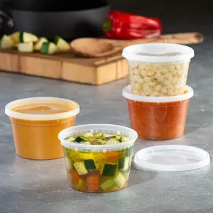 16 oz-24 Pack Plastic Deli Containers with Lids 24 Pack, Slime, Soup, Meal Prep Containers, BPA Free, Stackable, Leakproof Disposable Chocolate Colorful Fruit Colorful Fruit