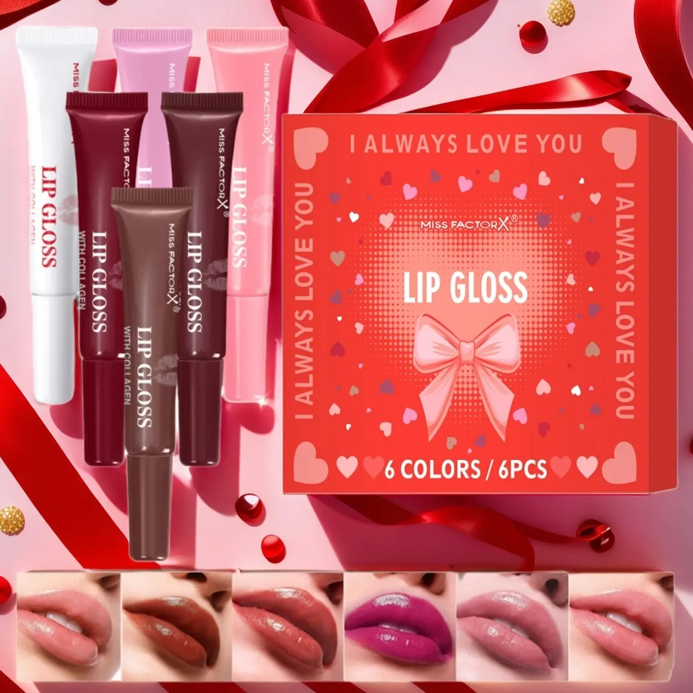 High-End Lip Gloss Set, Nourishing Lip Glaze, 6pcs Luxurious Long-Lasting Moisturizing Color-Enhancing Glossy Balm Finish, Unique Gift for Women, Mother's Day & Christmas Present, High Shine Gloss