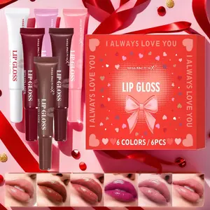 High-End Lip Gloss Set, 6pcs Luxurious Long-Lasting Moisturizing Color-Enhancing Glossy Balm Finish, Unique Gift for Women, Mother's Day & Christmas Present, High Shine Gloss