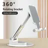 Cell Phone Stand 360 Rotating Foldable Adjustable, Desktop Holder for Hands-Free Video Calls Streaming Gaming, Sturdy Metal Mount, Thick Case Friendly Universal for All Mobile Smartphones
