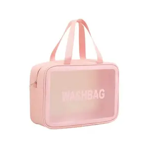 Waterproof PVC Travel Makeup Bag, Cosmetic Brush Storage Pouch, Makeup Organizer, Toiletry Bag, Ideal for Vacation & Summer, Transparent
