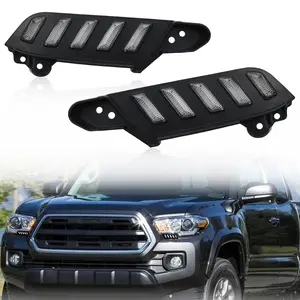 Switchback White/Amber Front Side Marker Headlight Daytime Running Lamp Sequential Turn Signal For Toyota Tacoma Truck 2016-2023 Replacement Bumper