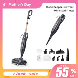 [Mothersday]DEVOAC 10-in-1 Electric Steam Mop with Detachable Handheld Steamer Lightweight for Walls Floors,Tiles Tackles Grease&Sticky Messes,Steam Cleaner For House, Multi-Accessories Portable Cleaning