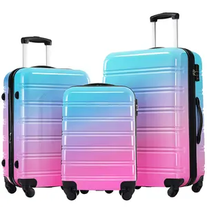 Hard shell luggage set 3-piece gradient expandable luggage with rotating wheels and TSA lock, lightweight 20 inches 24 inches 28 inches, online appearance, scratch resistant layer, can hold everything without bulging