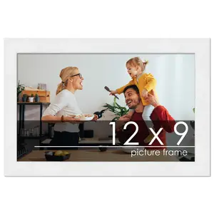 12x9 White Wood Picture Frame - UV Acrylic, Foam Board Backing, Hanging Hardware