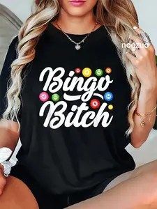 100% Cotton Unisex Bingo Bitch Player Gambling Lottery Women Bingo T-Shirt