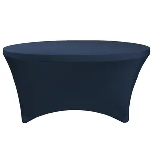 Stretch Spandex 6 ft Round Table Cover Navy Blue