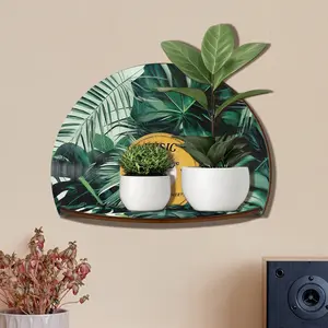 1pc Wooden Vinyl Record Wall Decor, Monstera Tropical Plant Album Posters Wall Storage Shelf, Boho Records Wall Decor for Bedroom Living Room, Plant Lover Gift, Retro Record Decor Home Decoration
