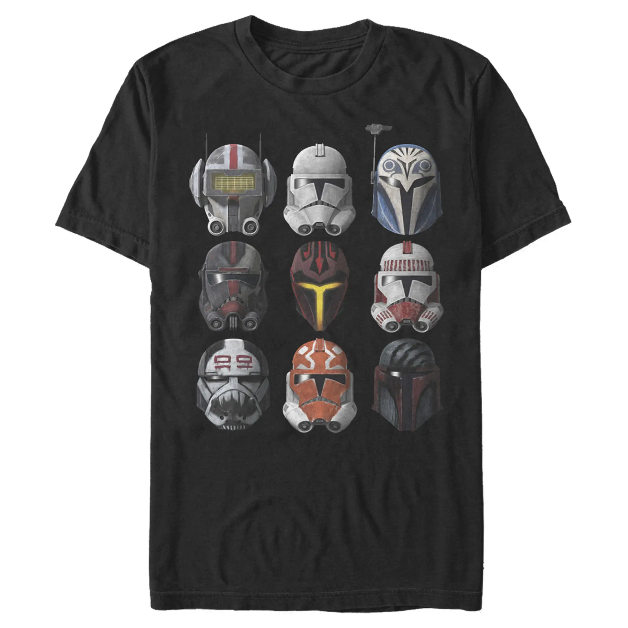 Men's Star Wars: The Clone Wars Helmet Choice Streetwear T-Shirt, Stylish Galaxy-Themed Casual Shortsleeve Menswear Top