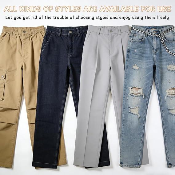 2PCS No Buckle Belt Belt Hook, Tactical Metal Hook Elastic Belt, Unisex Adjustable Magic Tape No Buckle Edc Band, Suitable for Work and Daily Wear