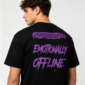 Unisex If You Tryna Flirt I Am Emotionally Offline T Shirt | 180g Slim Regular Fit & 230g Heavyweight Wash good Cotton Graphic Tees | Perfect Cool Boyfriend Gift Vintage Boxy Retro Charcoal Streetwear Tops Men Clothes Punk Apparel Leaves