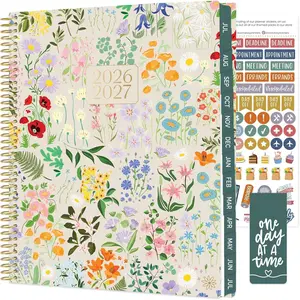 2026-2027 13 Month Academic Year Planner (8.5” x 11") July 2026 - July 2027 Weekly & Monthly Agenda Organizer with Stickers & Tabs - Garden Party Beige