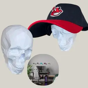 Wall Mounted Hat Holder - 3D Printed Skull Decor - Easy Instillation Cap Organizer