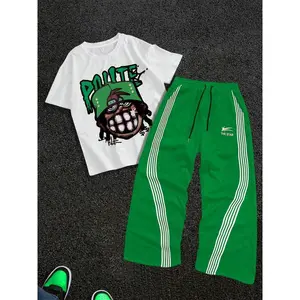 Men's Letter Print Tee & Tracksuit Pants Set, Regular Fit Round Neck Short Sleeve T-shirt & Pants, Casual Fashion Breathable Men's Outfits for All Seasons