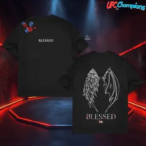 Max Holloway Blessed Wings Tee, Blessed BMF T-shirt, UFC MMA Fan Custom Graphic Design, Gym Wear, Gift for Fighters, Sports Apparel
