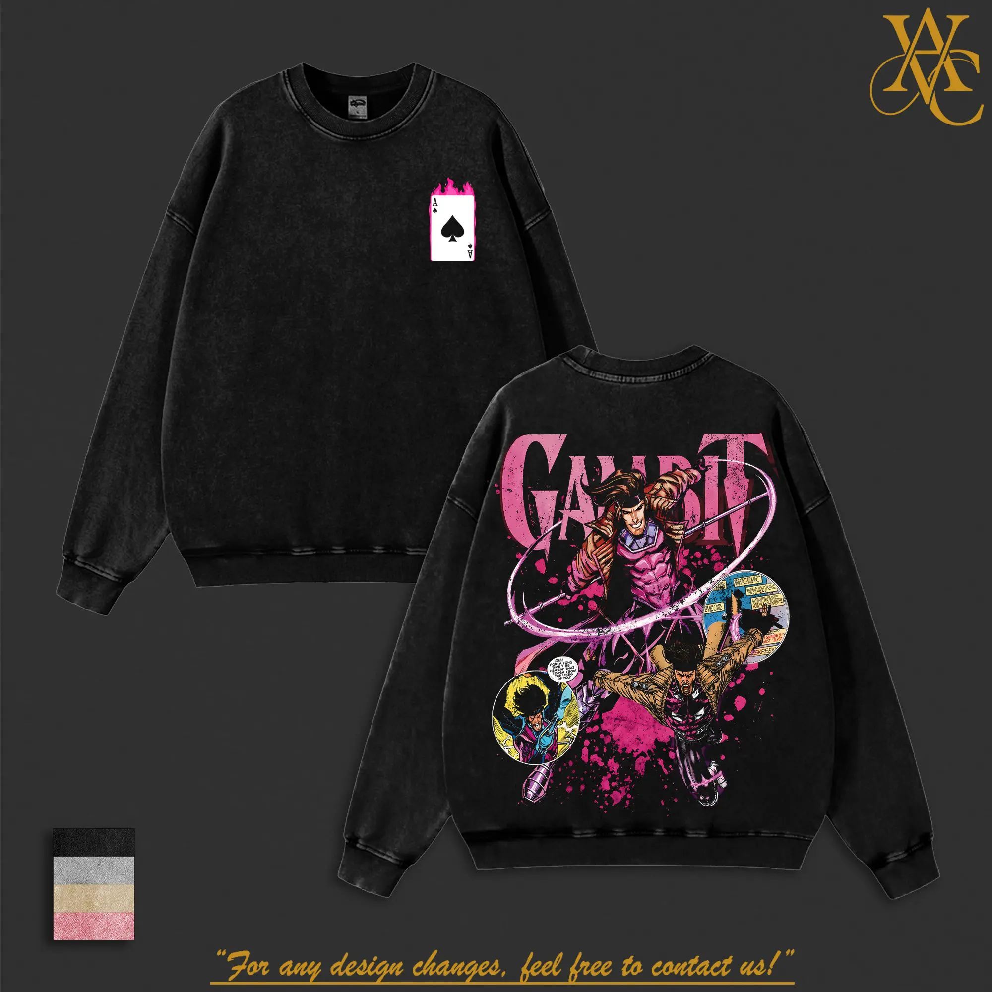 Gambit Hero Double Printed Oversize Hoodie Tshirt Acid Washed Tee & Hoodie, Sweatshirt TV Show Graphic Top Cotton Gift T-Shirt For Comic Lover, Gift T-Shirt For Movie Lover Men's Regular Fit Floral Print Tee streetwear