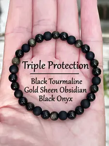 Black Beaded Bracelet, Natural Stone Beaded Bracelet for Women & Men, Fashion Jewelry for Party, Daily Decor, Trendy All-match & Exquisite Jewelry for Birthday Gift