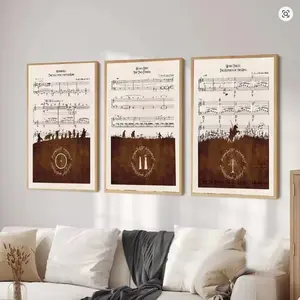 3pcs/set Retro Ring Travel Sheet Music Poster Prints Fellowship Return of The King Canvas Painting Middle Earth Wall Art Room Home Decoration