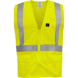 Flame Resistant Safety Vest Lime Polyester Mesh Fabric with Lime Binding