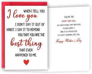 Mothers Day Card for Wife, Romantic Mothers Day Gifts from Husband, Mother's Day Card Gifts for Wife, Happy Mother's Day